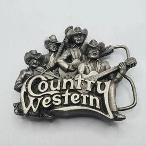 Vintage Bergamot Country Western Silver Music Musician Fiddler Belt Buckle